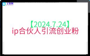 【2024.7.24】ip合伙人引流创业粉