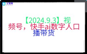 【2024.9.3】视频号，快手ai数字人口播带货