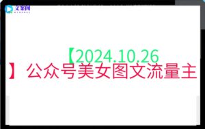 【2024.10.26】公众号美女图文流量主