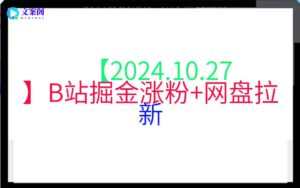 【2024.10.27】B站掘金涨粉+网盘拉新