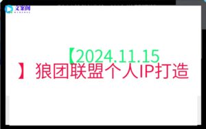 【2024.11.15】狼团联盟个人IP打造