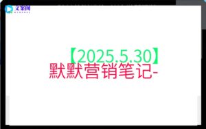 【2025.5.30】默默营销笔记-
